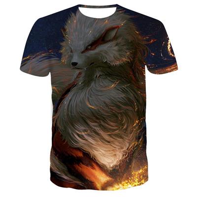 2019 new 3D T-shirt Pokemon Pikachu men's and women's T-shirt fashion summer casual T-shirt jacket anime cartoon clothes direct