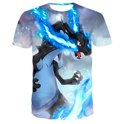 2019 new 3D T-shirt Pokemon Pikachu men's and women's T-shirt fashion summer casual T-shirt jacket anime cartoon clothes direct