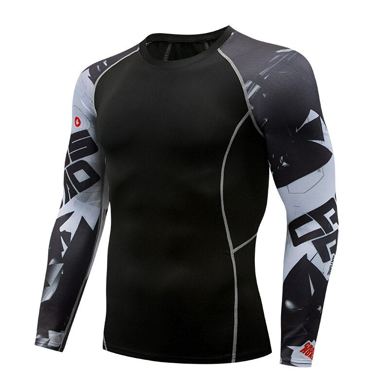 2018 new 3D long-sleeved T-shirt men's fitness compression shirt jacket men print superhero anime T-shirt quick-drying breathabl