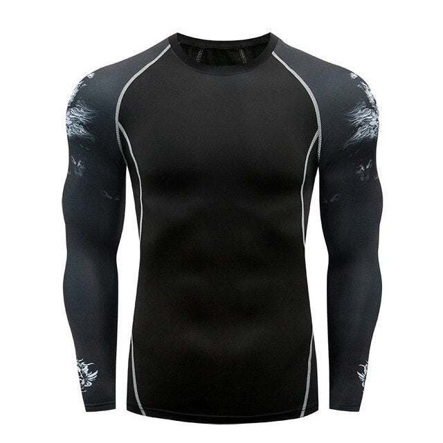 2018 new 3D long-sleeved T-shirt men's fitness compression shirt jacket men print superhero anime T-shirt quick-drying breathabl