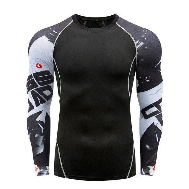 2018 new 3D long-sleeved T-shirt men's fitness compression shirt jacket men print superhero anime T-shirt quick-drying breathabl