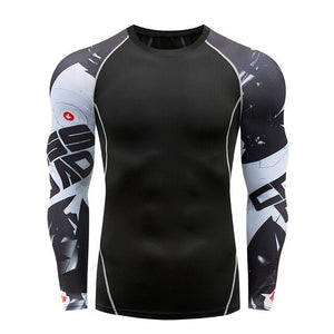 2018 new 3D long-sleeved T-shirt men's fitness compression shirt jacket men print superhero anime T-shirt quick-drying breathabl