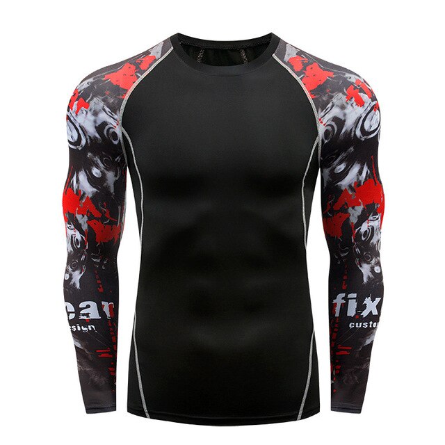 2018 new 3D long-sleeved T-shirt men's fitness compression shirt jacket men print superhero anime T-shirt quick-drying breathabl
