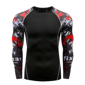 2018 new 3D long-sleeved T-shirt men's fitness compression shirt jacket men print superhero anime T-shirt quick-drying breathabl