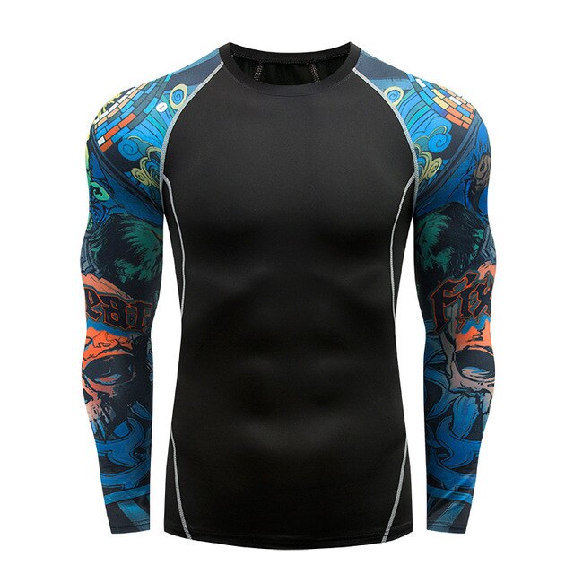 2018 new 3D long-sleeved T-shirt men's fitness compression shirt jacket men print superhero anime T-shirt quick-drying breathabl