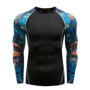 2018 new 3D long-sleeved T-shirt men's fitness compression shirt jacket men print superhero anime T-shirt quick-drying breathabl
