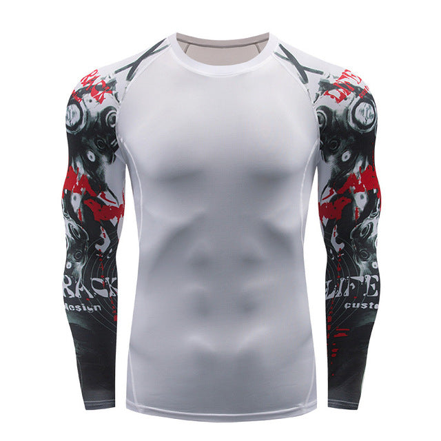 2018 new 3D long-sleeved T-shirt men's fitness compression shirt jacket men print superhero anime T-shirt quick-drying breathabl