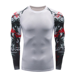 2018 new 3D long-sleeved T-shirt men's fitness compression shirt jacket men print superhero anime T-shirt quick-drying breathabl