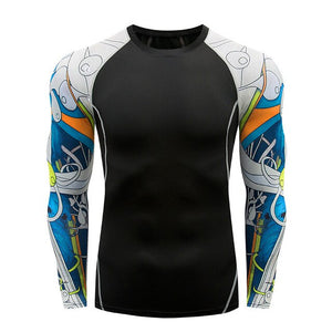 2018 new 3D long-sleeved T-shirt men's fitness compression shirt jacket men print superhero anime T-shirt quick-drying breathabl