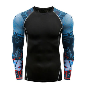 2018 new 3D long-sleeved T-shirt men's fitness compression shirt jacket men print superhero anime T-shirt quick-drying breathabl