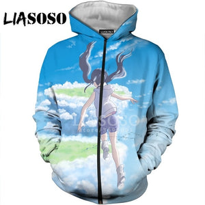 LIASOSO NEW Anime Tenki No Ko Weathering with you Cute Girl 3D Print Tshirt T-shirt/Hooded Hoodie/Sweatshirt/zipper Jacket X2676