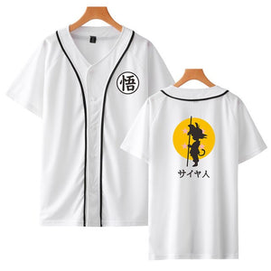Hot Sale Anime Dragon Ball Super Saiyan Goku Printed Baseball T Shirt Short Sleeve Jacket Hip Hop Streetwear Tshirt Plus Size