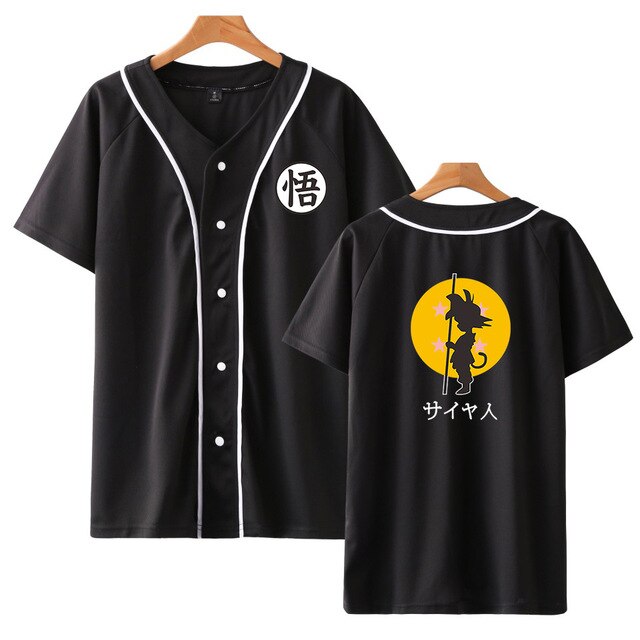 Hot Sale Anime Dragon Ball Super Saiyan Goku Printed Baseball T Shirt Short Sleeve Jacket Hip Hop Streetwear Tshirt Plus Size