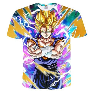 2018New listing Super Saiyan 3D T-shirt Summer Fashion Short-sleeved T-shirt Jacket Men's Wear Women's Anime Dragon Ball Z T-shi