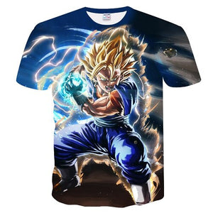 2018New listing Super Saiyan 3D T-shirt Summer Fashion Short-sleeved T-shirt Jacket Men's Wear Women's Anime Dragon Ball Z T-shi