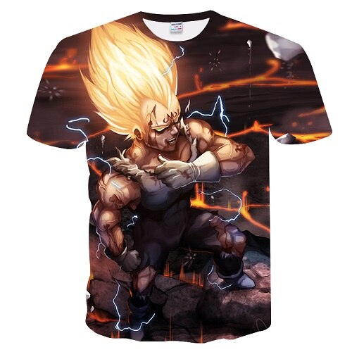 2018New listing Super Saiyan 3D T-shirt Summer Fashion Short-sleeved T-shirt Jacket Men's Wear Women's Anime Dragon Ball Z T-shi