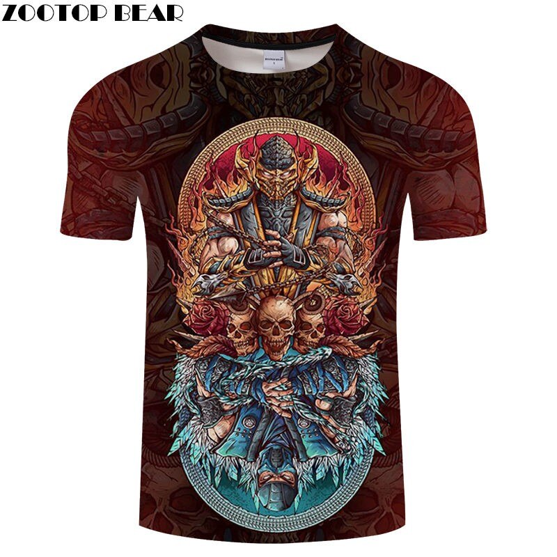 Popular anime men's T-shirt casual fashion T-shirt round neck short-sleeved cool boy jacket skull T-shirt drop boat ZOOTOP bear