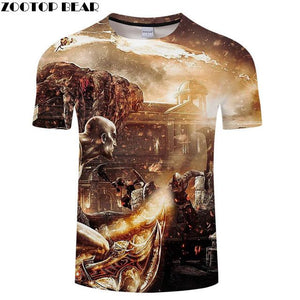 Popular anime men's T-shirt casual fashion T-shirt round neck short-sleeved cool boy jacket skull T-shirt drop boat ZOOTOP bear