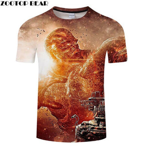 Popular anime men's T-shirt casual fashion T-shirt round neck short-sleeved cool boy jacket skull T-shirt drop boat ZOOTOP bear