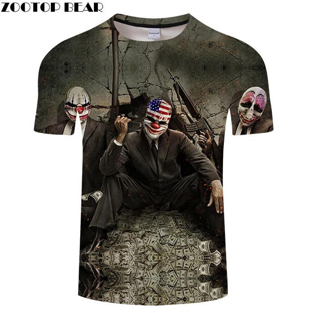 Popular anime men's T-shirt casual fashion T-shirt round neck short-sleeved cool boy jacket skull T-shirt drop boat ZOOTOP bear