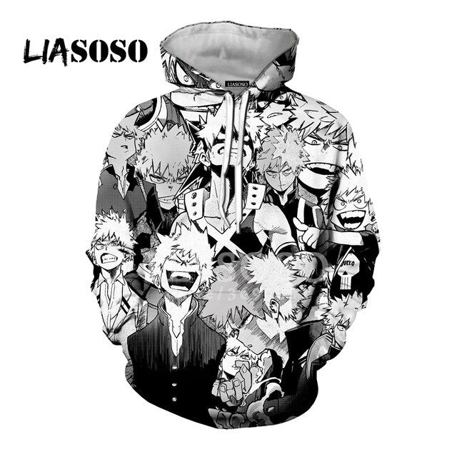 LIASOSO 3D Print Anime Cool Guy Bakugou Katsuki Unisex T-shirt/Hooded Hoodies/Sweatshirt Jacket Casual Coat Streetwear G3127