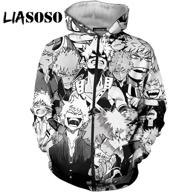 LIASOSO 3D Print Anime Cool Guy Bakugou Katsuki Unisex T-shirt/Hooded Hoodies/Sweatshirt Jacket Casual Coat Streetwear G3127
