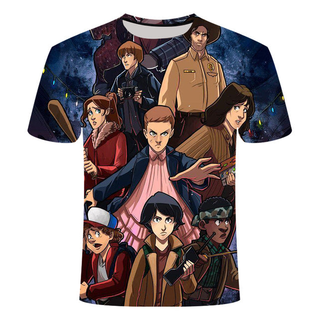 3D T-shirt short-sleeved compression shirt men training fitness jacket anime t-shirt strange story short-sleeved T-shirt O-neck