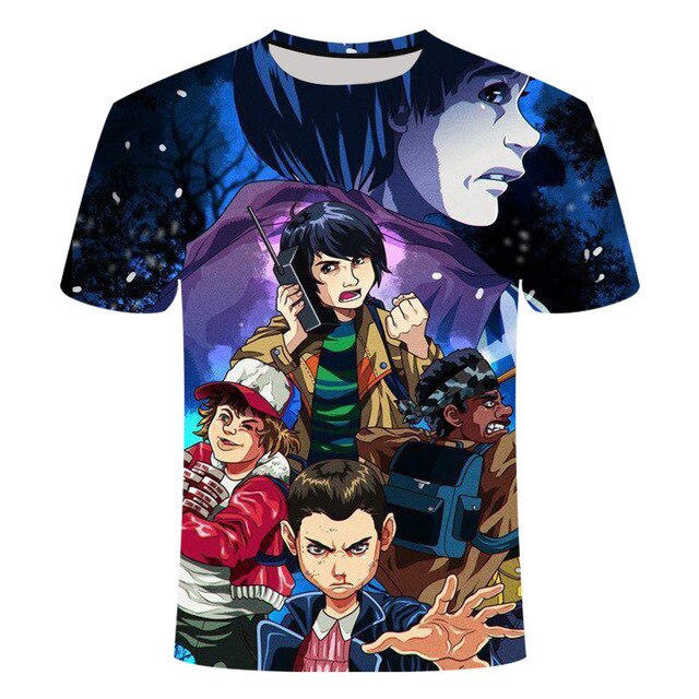 3D T-shirt short-sleeved compression shirt men training fitness jacket anime t-shirt strange story short-sleeved T-shirt O-neck