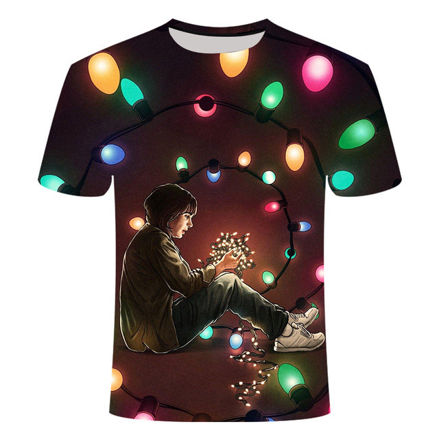 3D T-shirt short-sleeved compression shirt men training fitness jacket anime t-shirt strange story short-sleeved T-shirt O-neck
