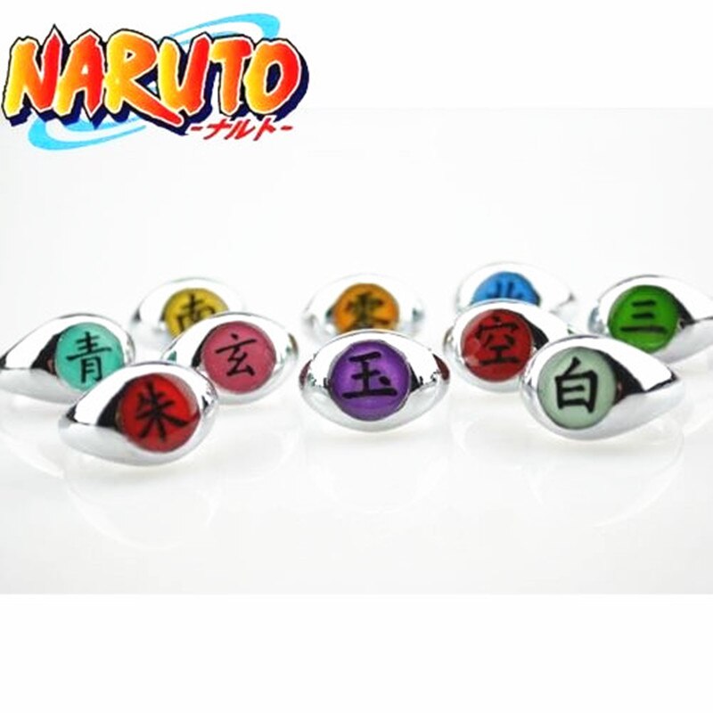 Anime 10 style HOKAGE Naruto Akatsuki bagues cosplay Sasori Itachi Hidan Deidara Pein accessoires Hatake Kakashi mens rings
