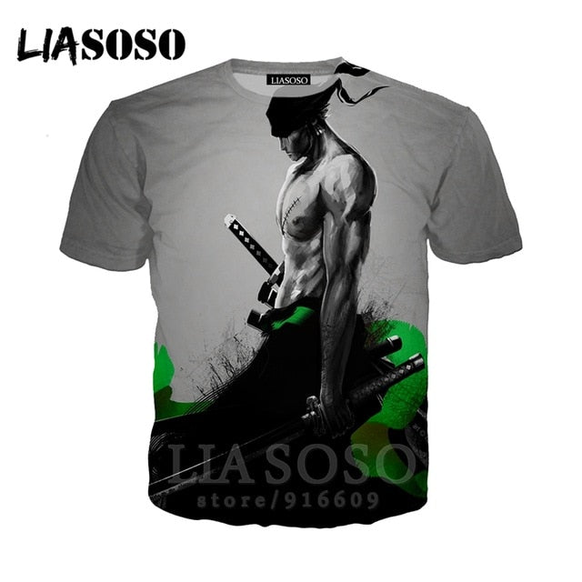 T-shirt 3D Men/women clothes fashion top print kids streetwear t shirt Harajuku Shirts One Piece Zoro anime Short Sleeve E706