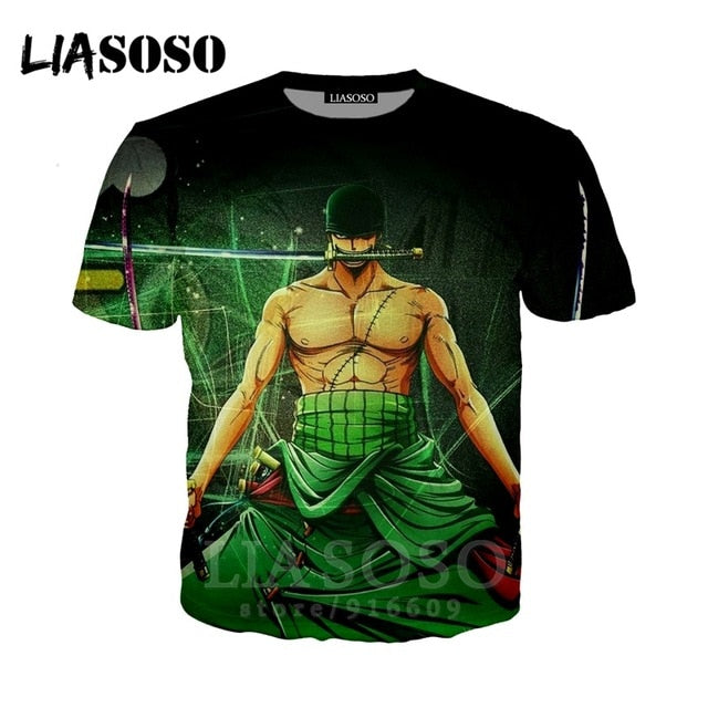 T-shirt 3D Men/women clothes fashion top print kids streetwear t shirt Harajuku Shirts One Piece Zoro anime Short Sleeve E706