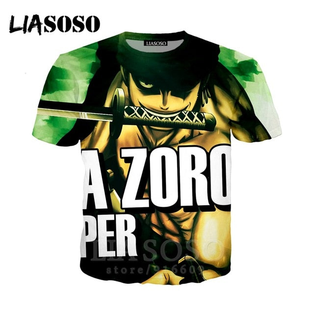 T-shirt 3D Men/women clothes fashion top print kids streetwear t shirt Harajuku Shirts One Piece Zoro anime Short Sleeve E706