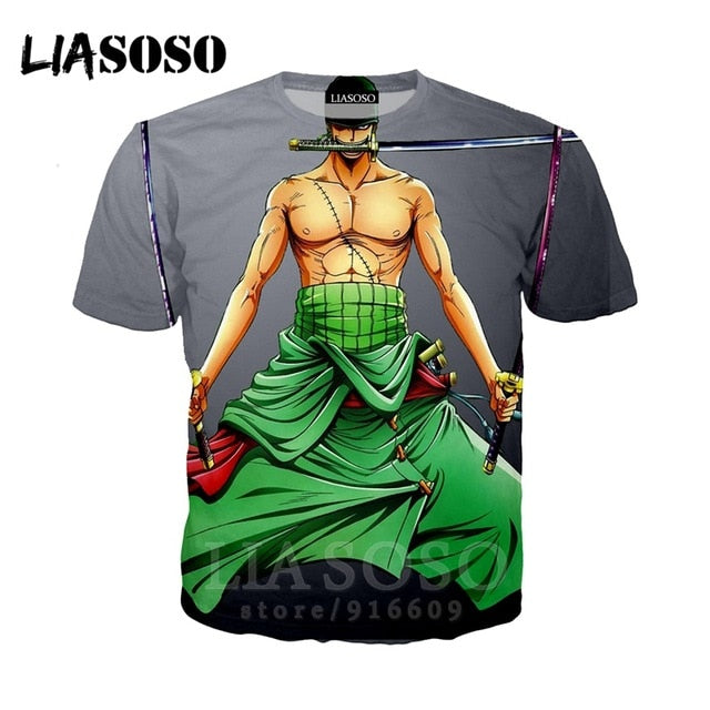 T-shirt 3D Men/women clothes fashion top print kids streetwear t shirt Harajuku Shirts One Piece Zoro anime Short Sleeve E706