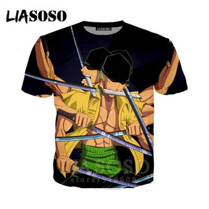 T-shirt 3D Men/women clothes fashion top print kids streetwear t shirt Harajuku Shirts One Piece Zoro anime Short Sleeve E706