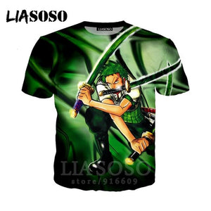 T-shirt 3D Men/women clothes fashion top print kids streetwear t shirt Harajuku Shirts One Piece Zoro anime Short Sleeve E706
