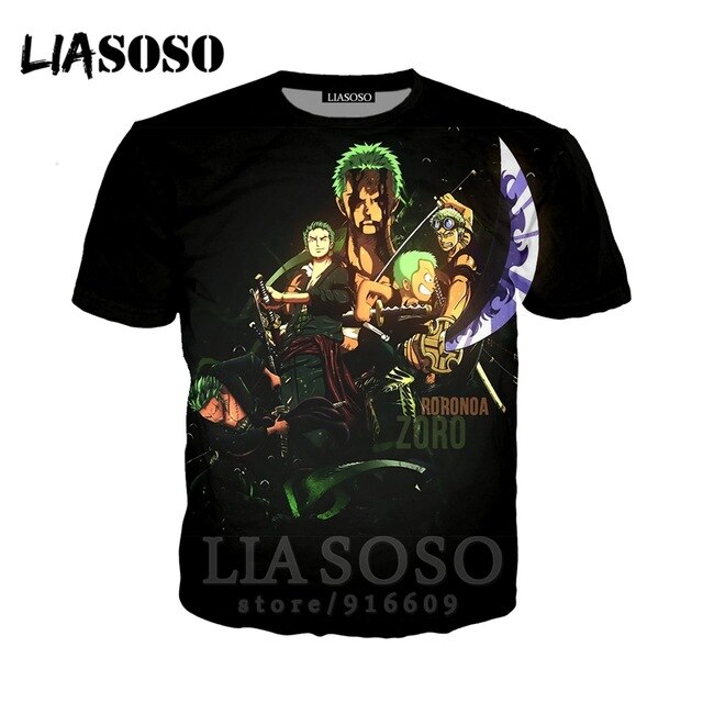 T-shirt 3D Men/women clothes fashion top print kids streetwear t shirt Harajuku Shirts One Piece Zoro anime Short Sleeve E706