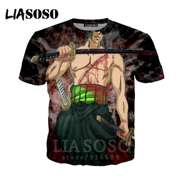T-shirt 3D Men/women clothes fashion top print kids streetwear t shirt Harajuku Shirts One Piece Zoro anime Short Sleeve E706
