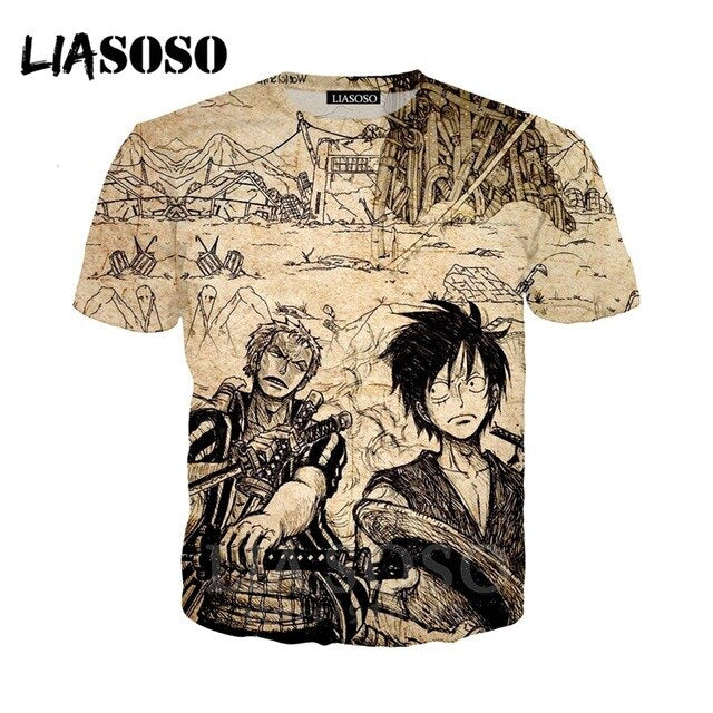 T-shirt 3D Men/women clothes fashion top print kids streetwear t shirt Harajuku Shirts One Piece Zoro anime Short Sleeve E706