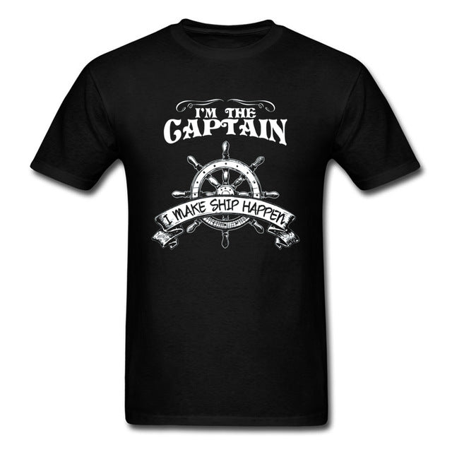 One Piece Pirate T Shirt Men I'm The Captain I Make Ship Happen T-Shirt Free Shipping Custom Design Male Clothes Navy Blue Tops