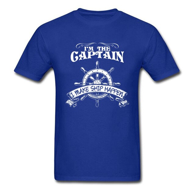 One Piece Pirate T Shirt Men I'm The Captain I Make Ship Happen T-Shirt Free Shipping Custom Design Male Clothes Navy Blue Tops
