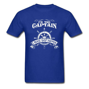 One Piece Pirate T Shirt Men I'm The Captain I Make Ship Happen T-Shirt Free Shipping Custom Design Male Clothes Navy Blue Tops