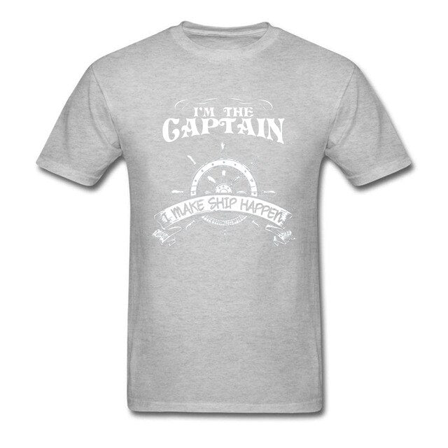 One Piece Pirate T Shirt Men I'm The Captain I Make Ship Happen T-Shirt Free Shipping Custom Design Male Clothes Navy Blue Tops