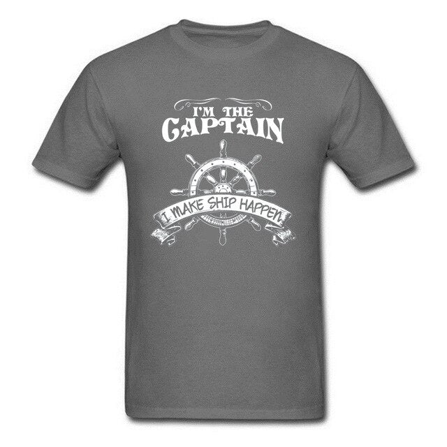 One Piece Pirate T Shirt Men I'm The Captain I Make Ship Happen T-Shirt Free Shipping Custom Design Male Clothes Navy Blue Tops