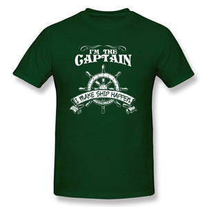 One Piece Pirate T Shirt Men I'm The Captain I Make Ship Happen T-Shirt Free Shipping Custom Design Male Clothes Navy Blue Tops