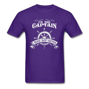 One Piece Pirate T Shirt Men I'm The Captain I Make Ship Happen T-Shirt Free Shipping Custom Design Male Clothes Navy Blue Tops