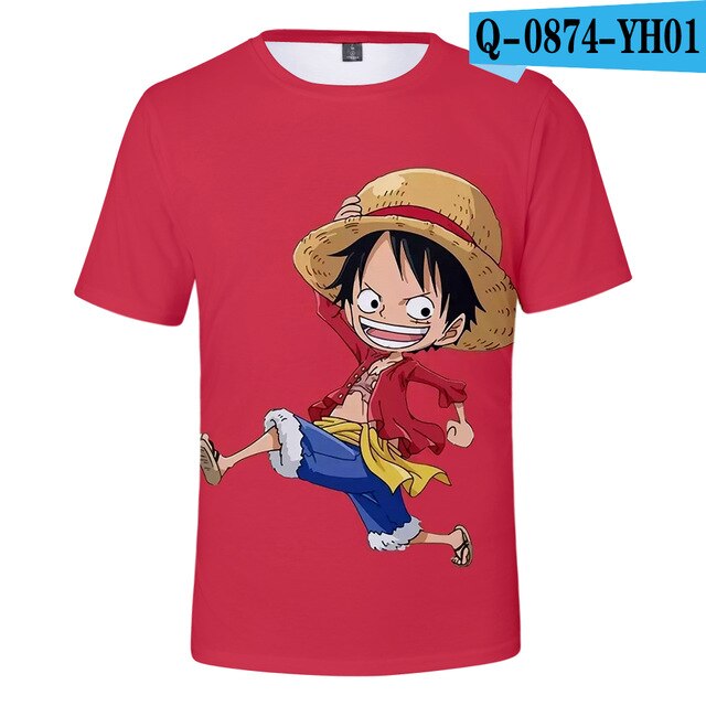 2 To 12 Years One Piece Clothing Kids Boys Girls Short Sleeve tshirt T Shirt Cartoon Luffy/Zoro/Joba T-shirt Children Clothes
