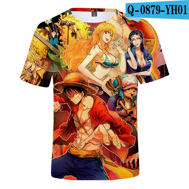 2 To 12 Years One Piece Clothing Kids Boys Girls Short Sleeve tshirt T Shirt Cartoon Luffy/Zoro/Joba T-shirt Children Clothes