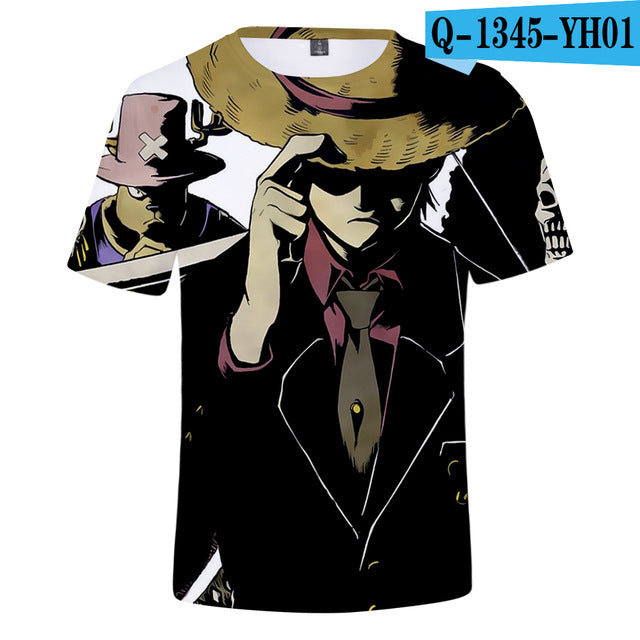 2 To 12 Years One Piece Clothing Kids Boys Girls Short Sleeve tshirt T Shirt Cartoon Luffy/Zoro/Joba T-shirt Children Clothes