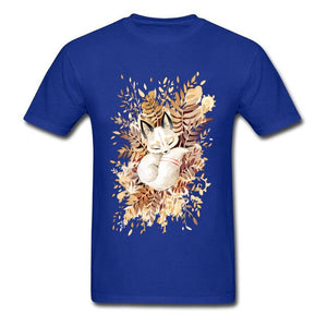 Slumber Fox T-shirt Men Tshirt Naruto Autumn T Shirt Natsume's Book of Friends Tops Sleepy Cat Lovely Clothes Thanksgiving Gift